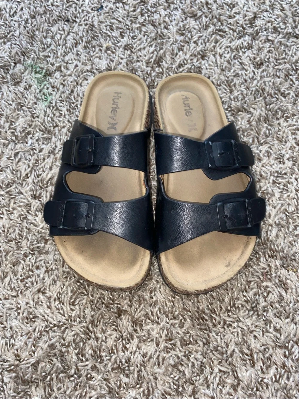 Hurley Black Dual-Buckle Kids Slide Sandals